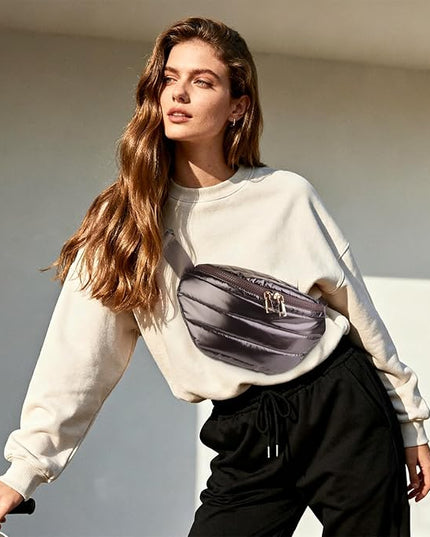 Fanny Packs for Women Fashion Waist Packs Quilted Puffer Belt Bag Puffy Crossbody Bags Sling Purse for Women Travel Running