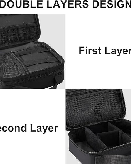 MATEIN Electronic Organizer Travel Case, Small Double Layers Cable Organizer for Travel Accessories, Water Resistant Portable Tech Case for Phone, Cords, Charger, Earphone, Tech Gifts, Black