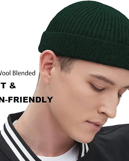 Fisherman Beanie Hats for Men Women,Wool Knit Trawler Skull Cap,Watch Cap,Spring Fall Winter Warm Short Hats