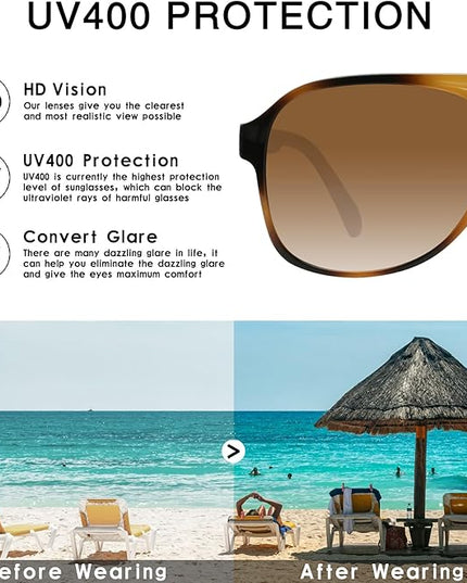 YDAOWKN Retro Aviator Sunglasses for Women Mens Large Frame Classic Vintage 70s Sun Glasses Aviators