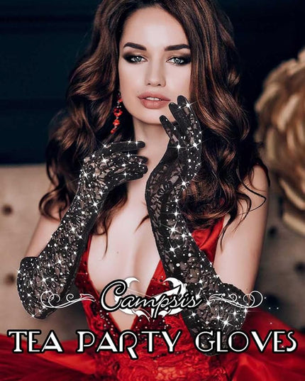 Campsis Floral Lace Gloves Long Lace Gloves