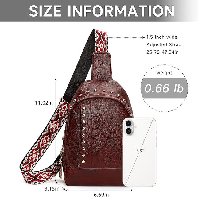FALAN MULE Crossbody Bags for Women Trendy Leather Sling Chest Bag Fanny Packs for Women