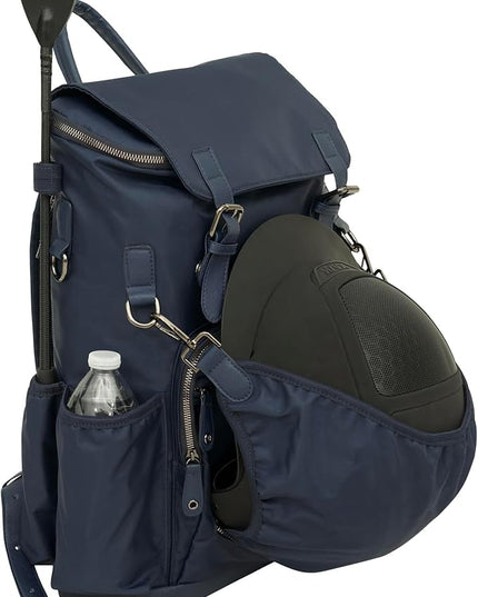 Grand Prix Deluxe Equestrian Backpack, Water-Repellent Riding Gear Bag with Boot Compartment and Multiple Pockets, Navy