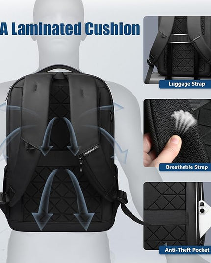 hk Backpack for Men Business Backpack with USB Charger Anti-Theft Mens Backpacks Water-Resistant 15.6 Inch Laptop Backpack Lightweight Casual Bag for Business Travel Office Work College, Black