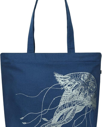 Ecoright Aesthetic Canvas Tote Bag for Women Large Zipper Tote Bags with Pocket, Womens Tote Bag for Yoga, Work, Beach