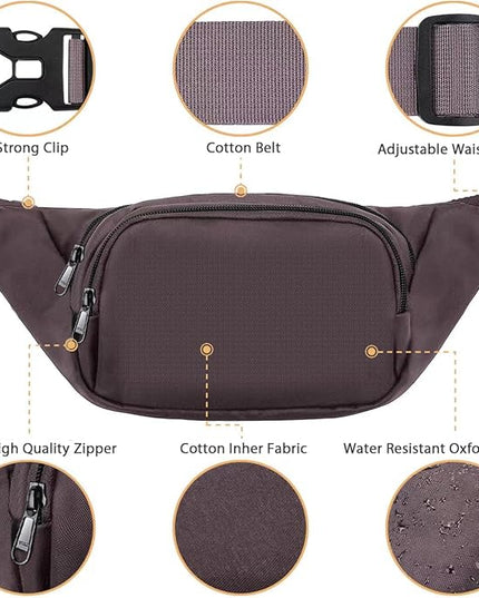 Large Fanny Pack for Women Men - Syican Waist bag with 3-Zipper Pockets, Gifts for Enjoy Sports Traveling Workout Casual Hands-Free crossbody bags Fits MAX 7.9'' iPad & 6.6'' Phone