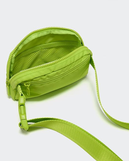 Pander Two Way Zipper Fanny Pack Nylon Everywhere Belt Bag for Women, Water Repellent Waist Packs, Crossbody Bags with Adjustable Strap(Grape Green).
