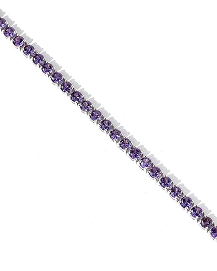 FANCIME Birthstone Bracelet Sterling Silver Gemstone Tennis Bracelets Fine Jewelry Wedding Bridal Prom Birthday Gift for Women Her, Length 7.2 Inch Width 4mm