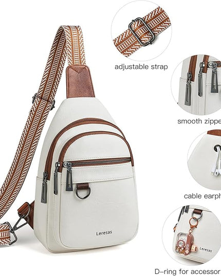 7L Sling Bag for Women Men Vegan Leather Crossbody Bags Fanny Pack Purse Backpack Over Shoulder Bag Travel Anti Theft