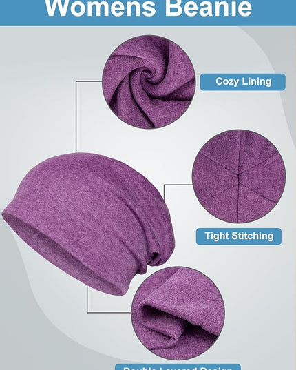 Senker Fashion Slouchy Beanie Hats for Women Men, Chemo Headwear Cotton Beanies Soft Lightweight Chemo Skull Cap Elastic