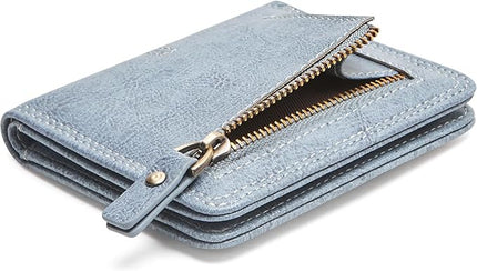 TFKGS Slim Wallet for Women RFID Wallet Women Small Wallets Woman Thin Credit Card Holder RFID Blocking Bifold Compact Pocket Ladies Leather Blue Mini Purse