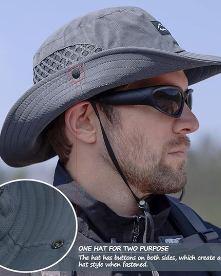 Sireck Fishing Hat, UPF50+ Wide Brim Sun Hat for Men Women, UV Protection Hiking Beach Bucket Hats Summer Safari Hat