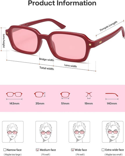 SOJOS Trendy Rectangle Polarized Sunglasses Womens Mens, Small Retro Fashion Thin Slim Square Sunnies SJ2610