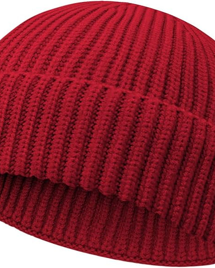 Wool Fisherman Beanies for Men Women Short Cuff Knit Beanie Winter Warm Hats Trawler Hat Stylish Watch Cap