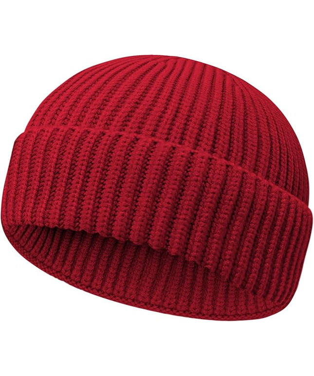 Wool Fisherman Beanies for Men Women Short Cuff Knit Beanie Winter Warm Hats Trawler Hat Stylish Watch Cap
