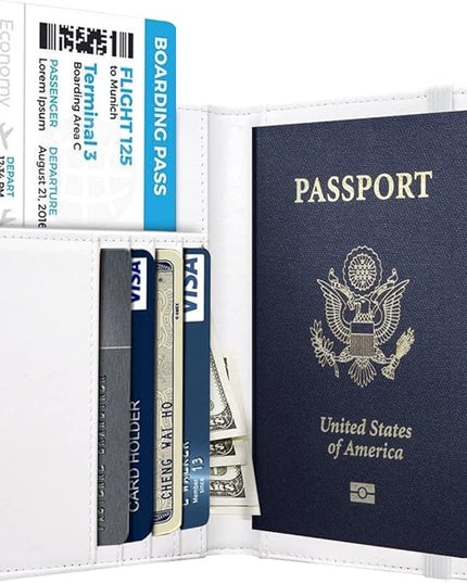 Passport Holder Cover Travel RFID Blocking Passport Cover Rose Gold Cute Flowers Passport Wallet with Elastic Band for Women