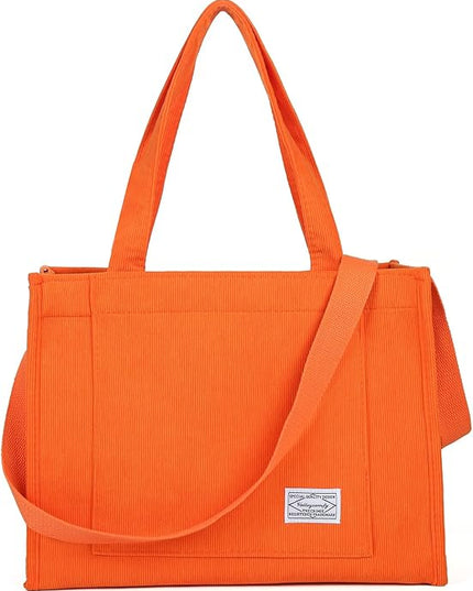 Valleycomfy Corduroy Tote Bag for Women Travel Crossbody Bag Purse Women Shoulder Bags Work Handbags Everyday Hobo Bag