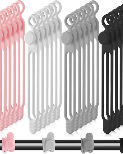 Nuanchu 40 Pcs Silicone Cable Ties Reusable Holder Adjustable Straps Multipurpose Charging Cable Organizer for Fastening Charging Cords Wires(4.17 Inch,Black, White, Gray, Pink)