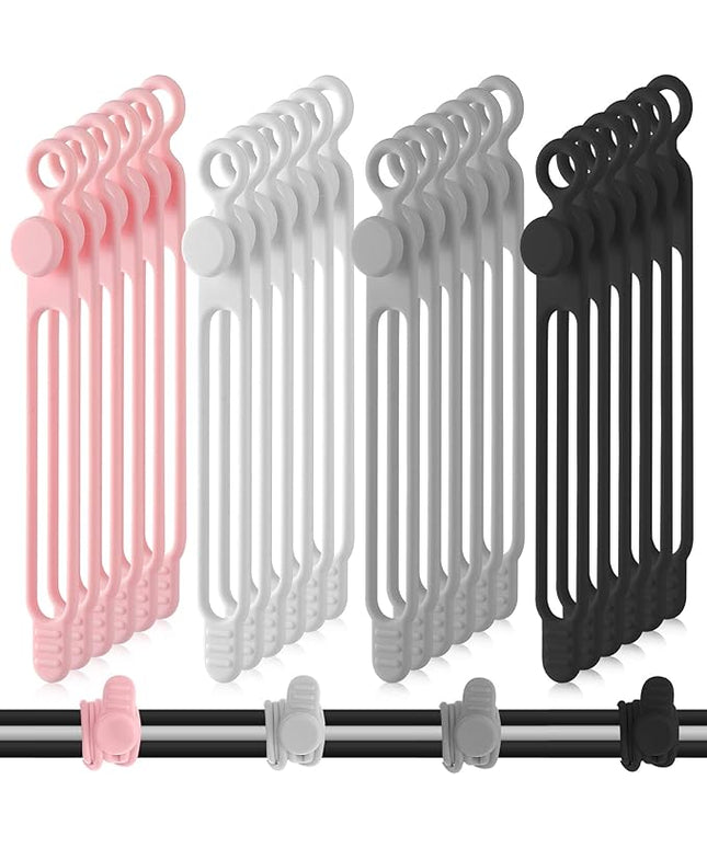 Nuanchu 40 Pcs Silicone Cable Ties Reusable Holder Adjustable Straps Multipurpose Charging Cable Organizer for Fastening Charging Cords Wires(4.17 Inch,Black, White, Gray, Pink)