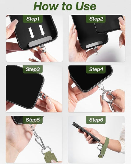 Clip and Go Strap for Phone with Wallet Crossbody Phone Lanyard Adjustable and Detachable RFID Wristlet Wallet with ID Window and Zipper, Green