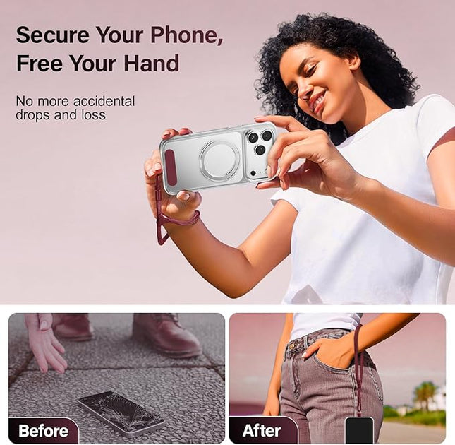 Dadanism Phone Wrist Strap, Universal Adjustable Hand Wrist Strap Lanyard for iPhone 17 and Most Smartphones, Multifunctional Patch Lanyard with Phone Tether Tab for Women and Men, Wine Red