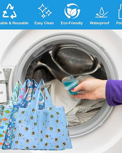 Extra Large 50lbs Foldable Reusable Shopping Bags kitchen reusable grocery bags Washable Polyester Bags in Pocket