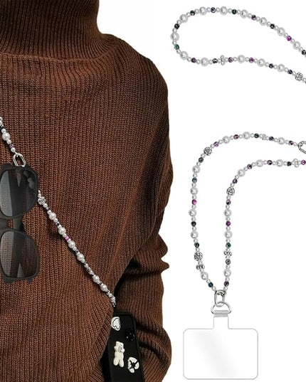 Phone Crossbody Strap, 2in1 Wrist Charm&Shoulder Lanyard,3Ways Usage Free to Assembly and Disassembly Phone Strap with Tether Patches for Most Phones Bag Purse (R)