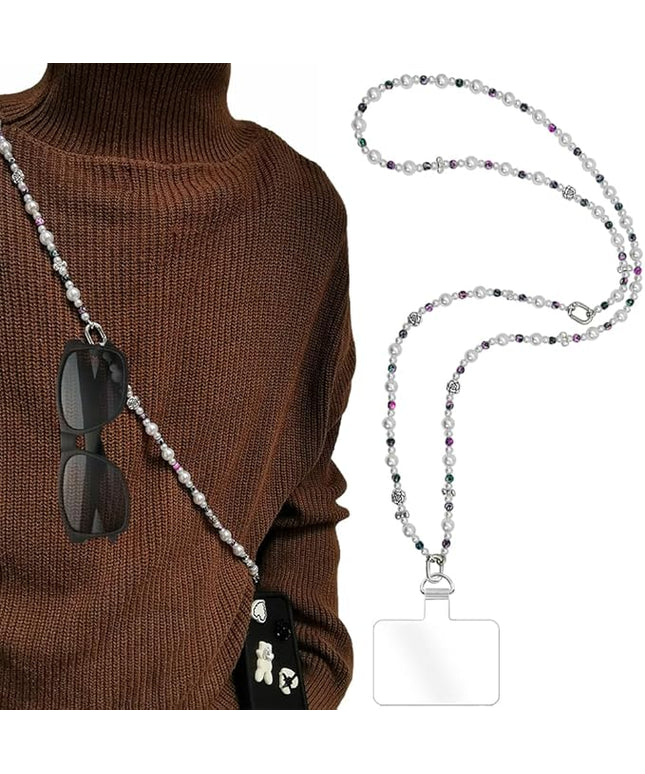 Phone Crossbody Strap, 2in1 Wrist Charm&Shoulder Lanyard,3Ways Usage Free to Assembly and Disassembly Phone Strap with Tether Patches for Most Phones Bag Purse (R)
