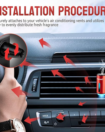 Featwell Car Air Freshener, Three Adjustable Modes Intelligent Aroma Diffuser, Rechargeable Car Diffuser Air Freshener, Red