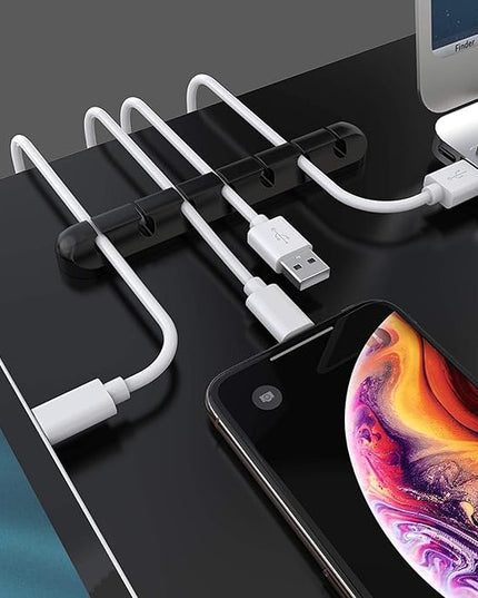 SOULWIT Cable Holder Clips, 3-Pack Cable Management Cord Organizer Clips Silicone Self Adhesive for Desktop USB Charging Cable Nightstand Power Cord Mouse Cable Wire PC Office Home