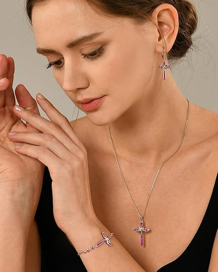 YL Cross Bracelet 925 Sterling Silver Infinity Sideways Link Bracelet Birthstone Jewelry for Women