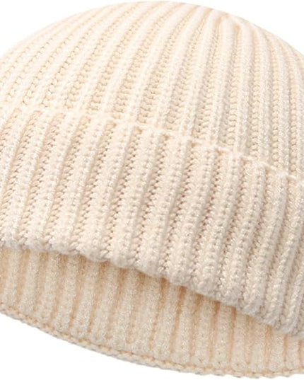 Wool Fisherman Beanies for Men Women Short Cuff Knit Beanie Winter Warm Hats Trawler Hat Stylish Watch Cap