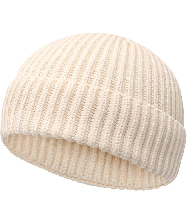 Wool Fisherman Beanies for Men Women Short Cuff Knit Beanie Winter Warm Hats Trawler Hat Stylish Watch Cap
