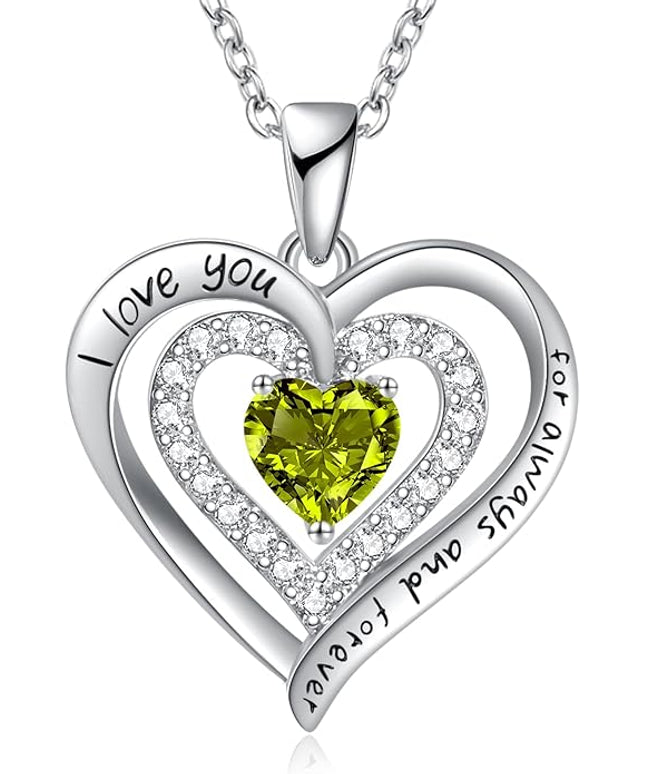 REDBEE Necklaces for Women Birthstone Heart Necklace Jewelry for Wife Girlfriend Woman Necklace