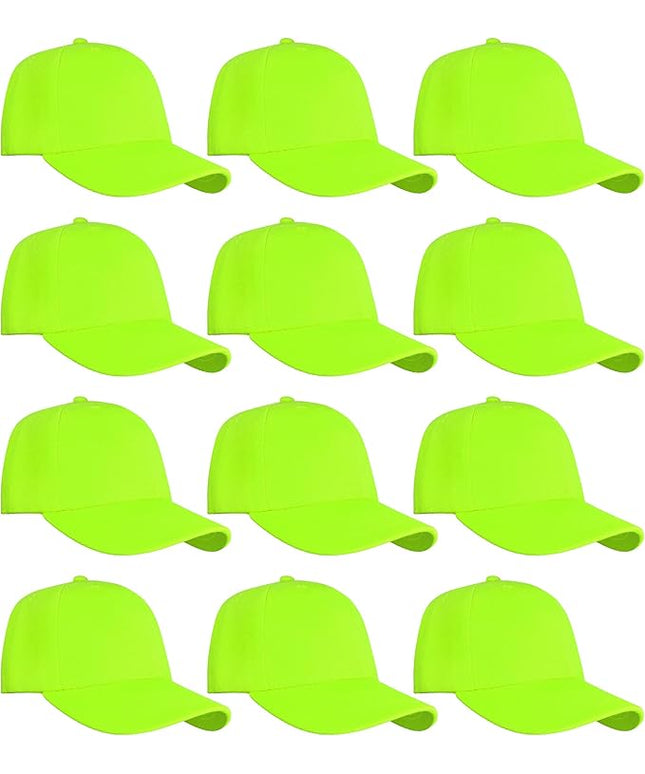 Falari Wholesale Bulk Lot 12-Pack Baseball Cap Adjustable Size Plain Blank Solid Color
