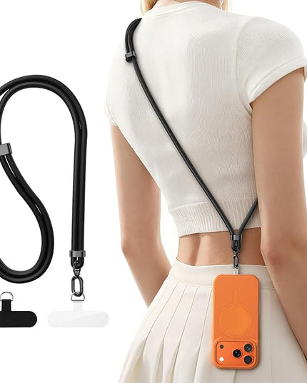 [2025 Upgrade] Phone Lanyard Crossbody with 2 TPU Phone Tabs, Adjustable Anti Theft Phone Strap Crossbody, Zinc Alloy Metal Buckles, Universal Cell Phone Neck lanyard for Daily & Travel Essentials