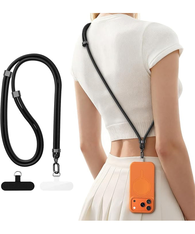 [2025 Upgrade] Phone Lanyard Crossbody with 2 TPU Phone Tabs, Adjustable Anti Theft Phone Strap Crossbody, Zinc Alloy Metal Buckles, Universal Cell Phone Neck lanyard for Daily & Travel Essentials