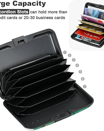 ELFISH Mini RFID Aluminum Wallet Credit Cards Holder Business Card Case Metal ID Case for Men Women (Greenblack Marble)
