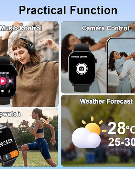 Smart Watch(Answer/Make Call), 1.96" HD Smartwatch for Men Women, 2025 New Fitness Watch with 100+ Sport Modes, Heart Rate/Sleep/SpO2/Calories Monitor, IP68 Waterproof Activity Tracker for Android iOS