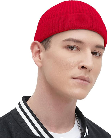 Fisherman Beanie Hats for Men Women,Wool Knit Trawler Skull Cap,Watch Cap,Spring Fall Winter Warm Short Hats