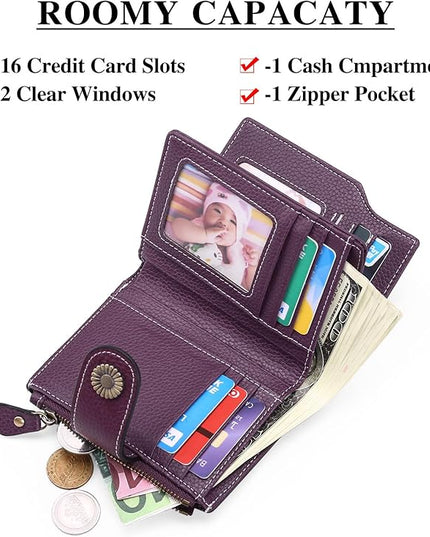 FALAN MULE Small Wallet for Women Leather Bifold Compact Small Womens Wallet with RFID Blocking
