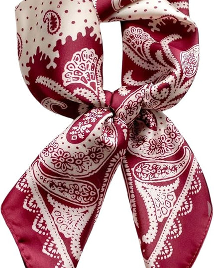 MINIDORA Satin Scarves for Women 27.5 × 27.5 inches Medium Square Elegant Silk Feeling Head Scarf