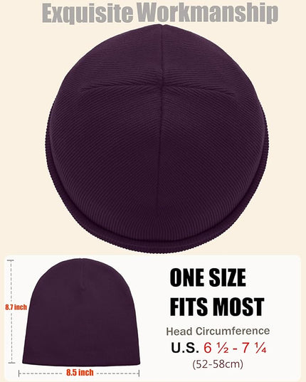 choshion 100% Cotton Beanie Hat, Cuffless Beanies Warm Knit Winter Skull Cap, Unisex Soft Fisherman Hats for Women Men