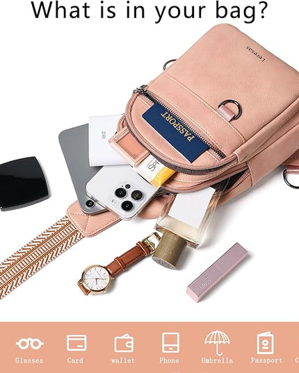 7L Sling Bag for Women Men Vegan Leather Crossbody Bags Fanny Pack Purse Backpack Over Shoulder Bag Travel Anti Theft