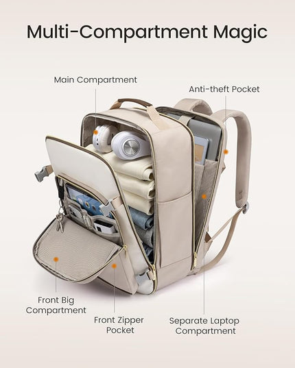 LOVEVOOK 50L Travel Backpack for Women & Men, Airline Approved Carry On Luggage with 3 Packing Cubes, TSA Overnight Bags, Waterproof Personal Item Bag, Weekender Essentials Backpacks fits 17" Laptop