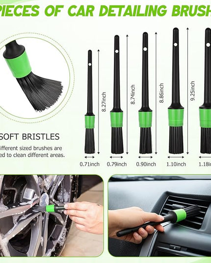 16 Pcs Windshield Cleaner Tool, Car Cleaning Kit with Various Detailing Brushes Set Spray Bottle Cleaner Towel Cleaning Gel Accessories Car Interior Detailing Kit for Windows Vents(Green)