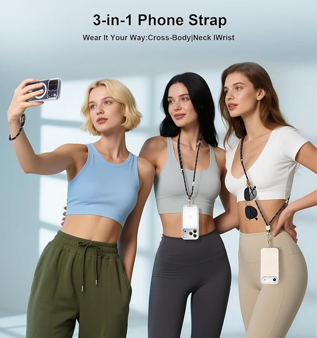 memumi 3-in-1 360° Rotating Adjustable Phone Lanyard Crossbody, Anti-Theft Neck & Wrist Strap for iPhone 17Pro max/All Phones
