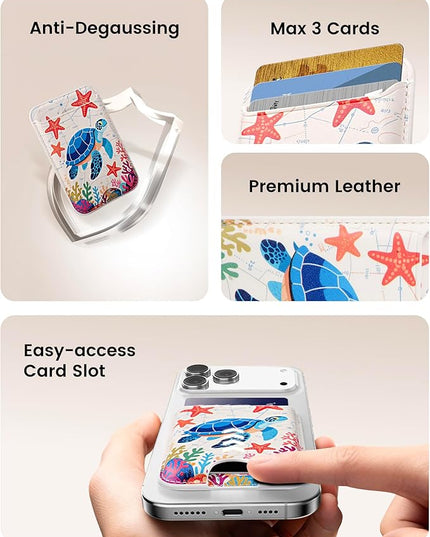 Magnetic Mag-safe Wallet Cell Phone Card Holder for Phone Case with Mag-Safe, Stronger Magnetic RFID Leather Phone Wallet Stick on for iPhone 17/16/15/14/13/12 Series, Fit 3 Cards