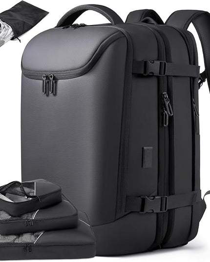50L Carry on Travel Backpack, Expandable Airline Approved Backpacks with 3 Packing Cubes Fit 17.3 inch Laptop Suitcase backpack for Men Women(Black)