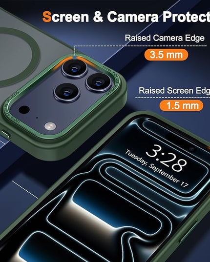 Hython Case for iPhone 17 Pro Max Case Magnetic Translucent Matte Phone Cases 6.9" [Compatible with MagSafe] Thin Slim Fit Shockproof Bumper Hard Protective Cover for Women Men Girls, Dark Green